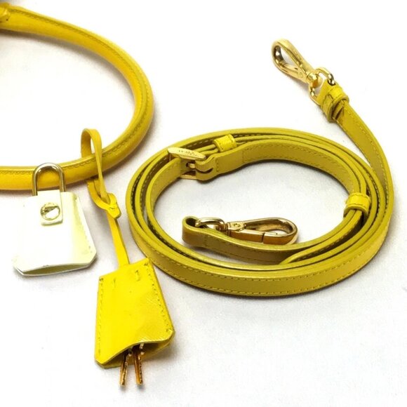 PRADA BL0864 Bicolor Saffiano Vernis Shoulder Bag Hand Bag 2 way bag - Picture 7 of 10